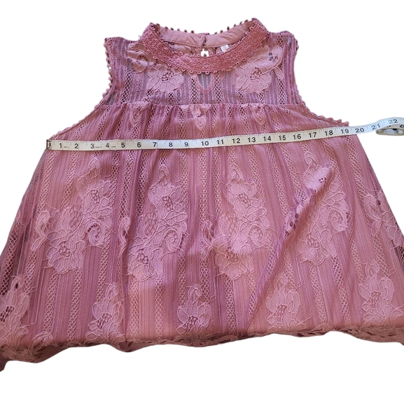 Women's Xhilaration Lace Mockneck Sleeveless Top Dusty Pink Large 🩷 - Picture 11 of 13